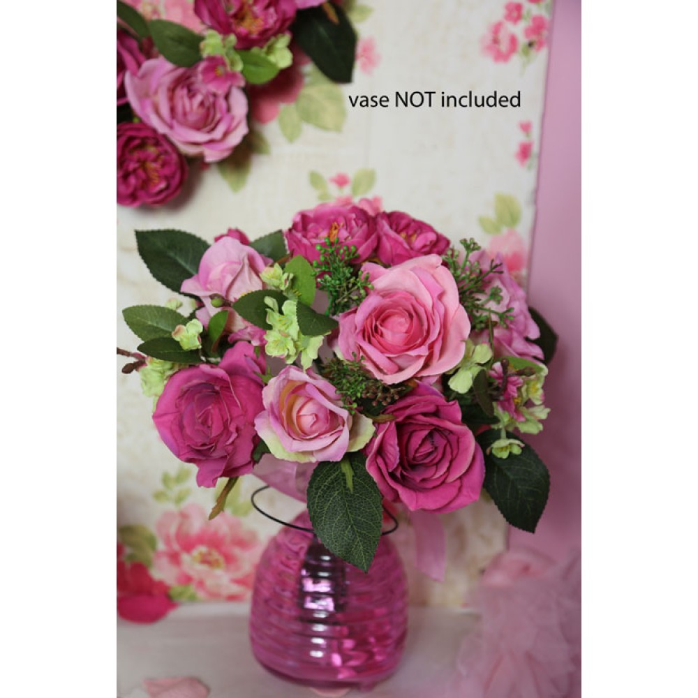 Chloe Artificial Roses Bouquet Pink 40cm Artificial Flowers